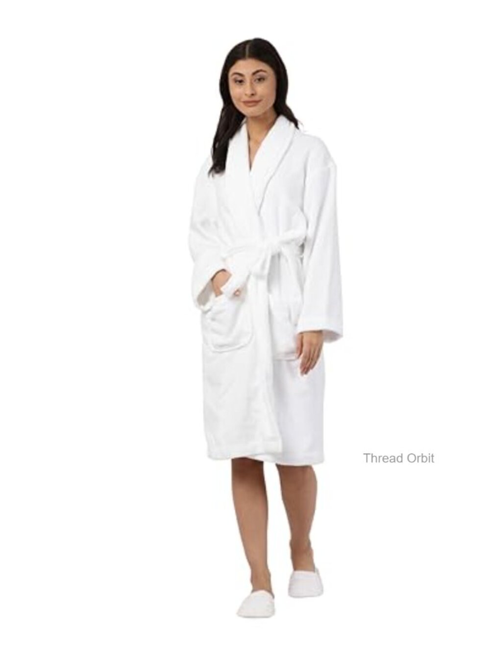 Womens 100% Cotton Terry Bath Robe & Slippers Set One Size Spa Comfort